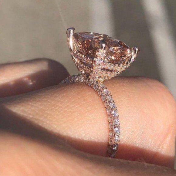 NEW Rose Gold 6 Carat Round Morganite Ring - Picture 1 of 4